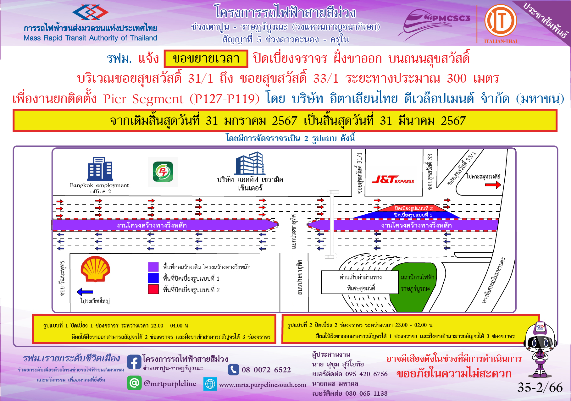 ขยายเวลา ติดตั้ง Pier segment สุขสวัสดิ์ 31/1