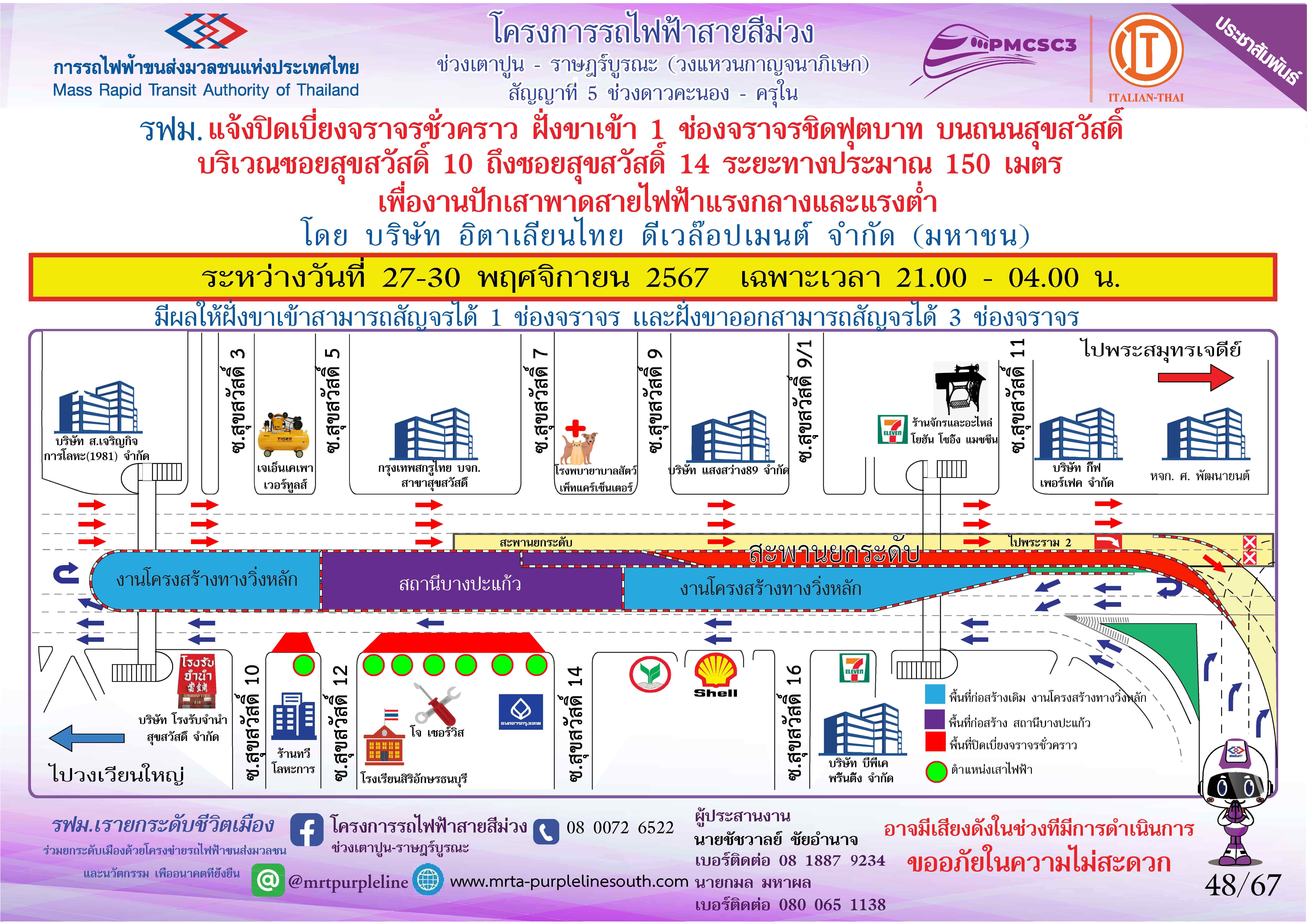 งานปักเสาและพาดสายไฟฟ้าแรงกลางและแรงต่ำ ซอยสุขสวัสดิ์ 10