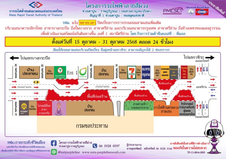 งานสกัดผนังกันดินทางขึ้น-ลงที่ 1 สถานีศรีย่าน